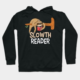 Cute Funny Sloth Reading Book Reader Girls Boys Teens Gift Hoodie